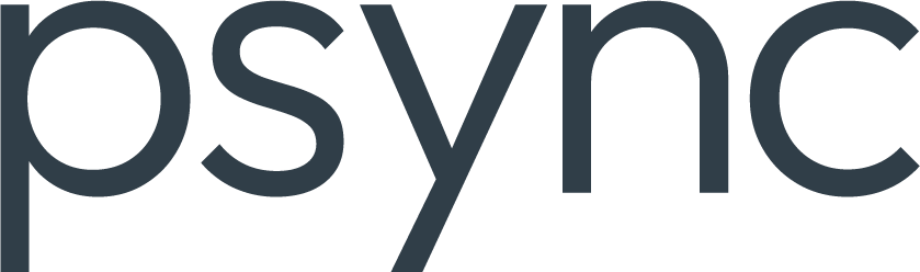 Psync brand logo in modern minimalist dark gray font